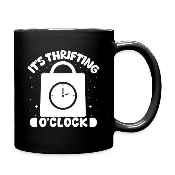 Thrift Shop It ́s Thrifting O ́Clock Love Thrifting - Full Colour Mug - black - Right
