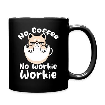 Katziges Kaffee Motiv - Tasse einfarbig - Schwarz - Rechts