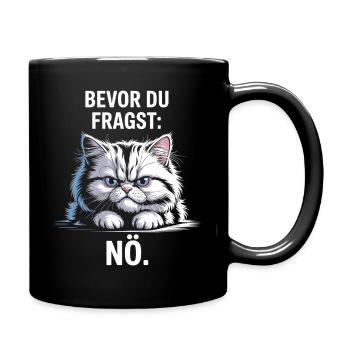 Before you ask: Nope, cat, morning grouch, no cats - Full Colour Mug - black - Right