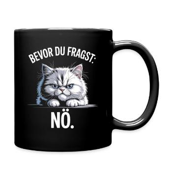 Before you ask: Nope, cat, morning grouch, no cats - Full Colour Mug - black - Right