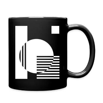 Geometric Mono Circle Stripes - Full Colour Mug - black - Right