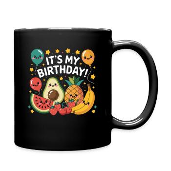  Its My Birthday Kawaii Obst Party Avocado Ananas - Tasse einfarbig - Schwarz - Rechts