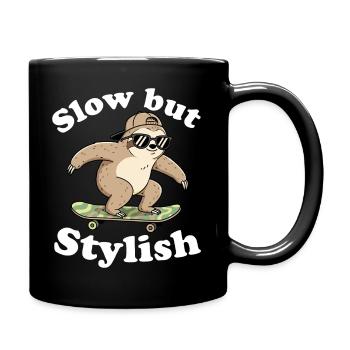 Langsam aber Stilvoll Faultier Skate - Tasse einfarbig - Schwarz - Rechts