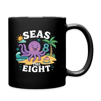 Mers Les huit mignon Octopus Birthday Island - Mug uni - noir - Droite