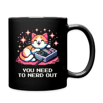 Du musst nerdig ausrasten | Nerd, Katze, Arcade - Tasse einfarbig - Schwarz - Rechts