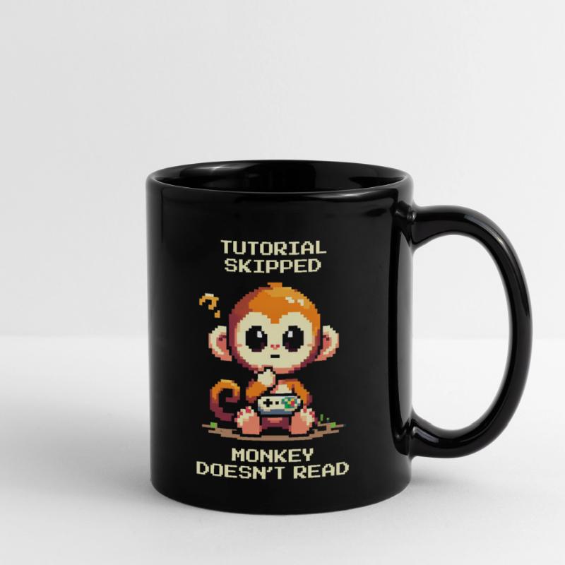Tutorial geskippt – Affe liest nicht | Noob-Humor Tasse einfarbig