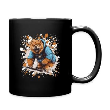 Chow Chow Hund Snowboard Sport - Tasse einfarbig - Schwarz - Rechts