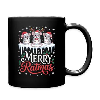T-shirt de Noël Merry Ratmas avec des rats - Mug uni - noir - Droite