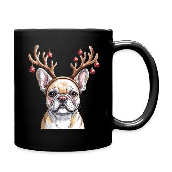 French Bulldog Reindeer Antlers - Full Colour Mug - black - Right