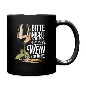 Please don't push I've got wine in my hand - Full Colour Mug - black - Right