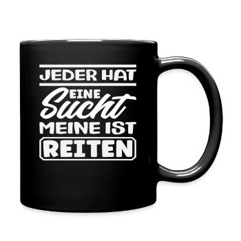 Sucht Pferdemädchen Reiten Ponyfans Reiter - Tasse einfarbig - Schwarz - Rechts