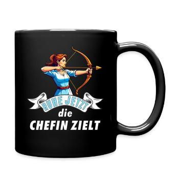 Bogenschützin Chefin zielt - Full Colour Mug - black - Right