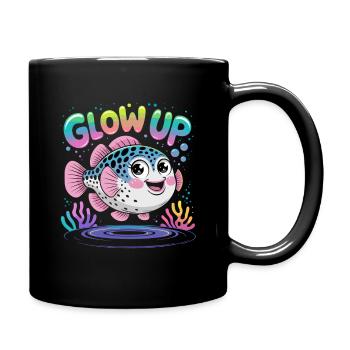 Glow Up Tetra Buntes Fischmotiv - Tasse einfarbig - Schwarz - Rechts