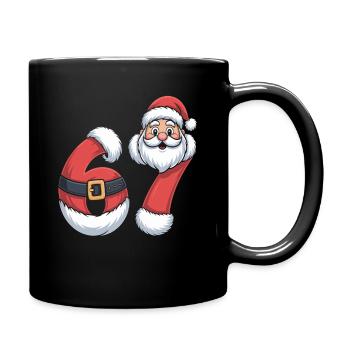Christmas Numerals 6 and 7 with Santa - Full Colour Mug - black - Right