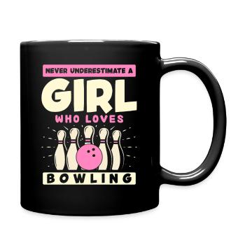 GIRL Bowling Herz Kraftvolle Liebe - Tasse einfarbig - Schwarz - Rechts