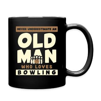 Alter Mann Liebt Bowling Spruch - Tasse einfarbig - Schwarz - Rechts