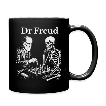 Freud Schachduell mit dem Skelett - Tasse einfarbig - Schwarz - Rechts