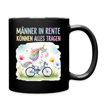 Rentner Einhorn Lustiger Spruch Rente Ruhestand - Tasse einfarbig - Schwarz - Rechts