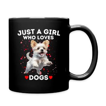 Girl loves dogs Playful dog - Full Colour Mug - black - Right