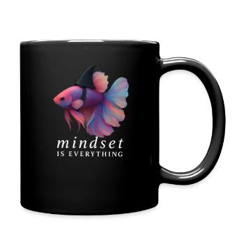Mindset Fighting Fish Helm, Motivationsspruch - Tasse einfarbig - Schwarz - Rechts