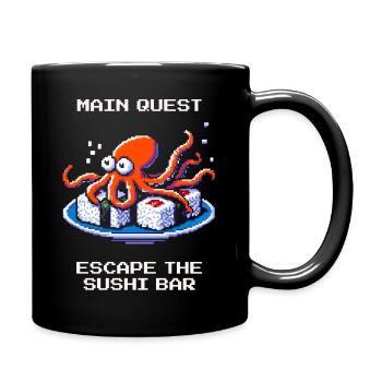 Évadez-vous du bar à sushis | Octopus Humour - Mug uni - noir - Droite