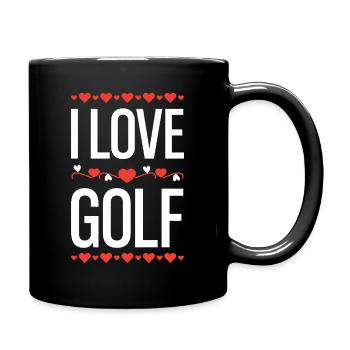 I Love Golf Heart Design - Full Colour Mug - black - Right