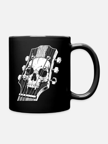 Totenkopf auf Gitarrenkopfplatte - Tasse einfarbig - Schwarz