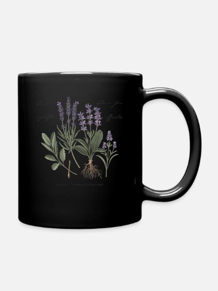 Botanische Heilkräuter - Tasse einfarbig - Schwarz