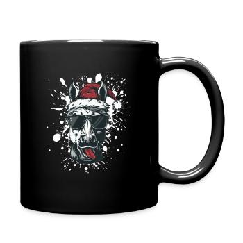 Pferd Weihnachten Lustig - Tasse einfarbig - Schwarz - Rechts