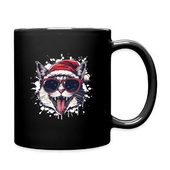 Katze Weihnachten Lustig - Tasse einfarbig - Schwarz - Rechts