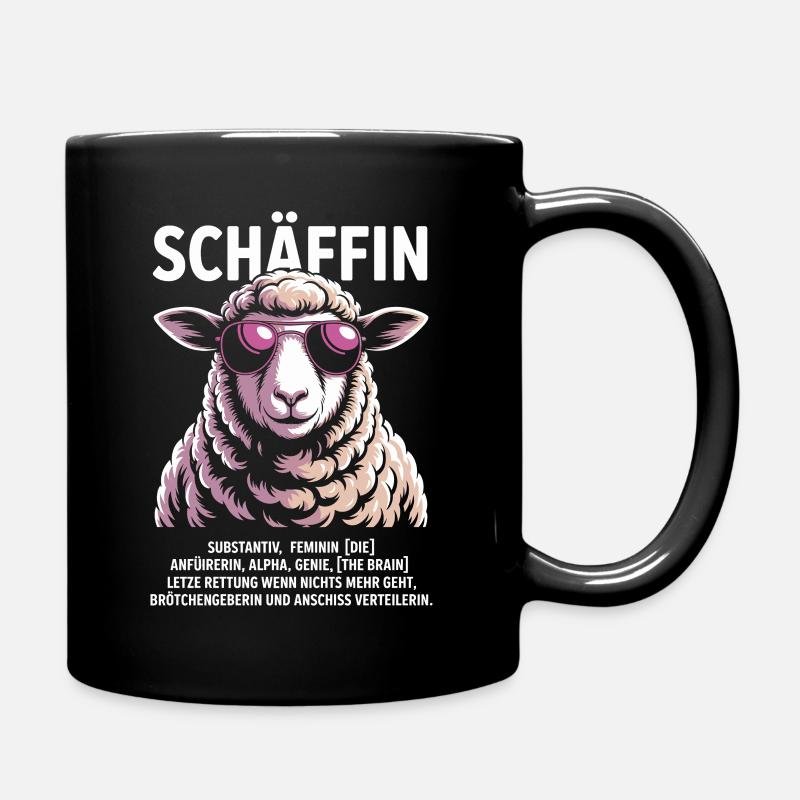 Schäffin Chefin Lustiges Schaf-Motiv - Tasse einfarbig - Schwarz