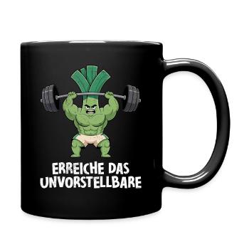 Gewichtheber ERREICHE DAS UNVORSTELLBARE Lustig - Tasse einfarbig - Schwarz - Rechts