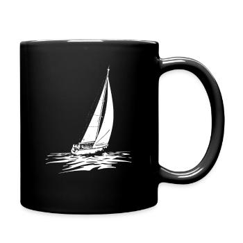Segelboot Design Matrose liebt Segeln - Tasse einfarbig - Schwarz - Rechts