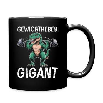 GEWICHTHEBER GIGANT Dinosaurier Lustiges - Tasse einfarbig - Schwarz - Rechts