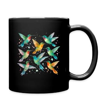 Colorful Hummingbirds in Watercolor – Lightness & Color - Full Colour Mug - black - Right