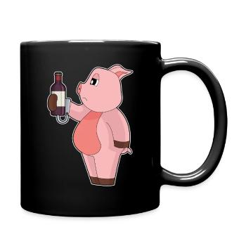 Pork Bottle Red Wine - Full Colour Mug - black - Right