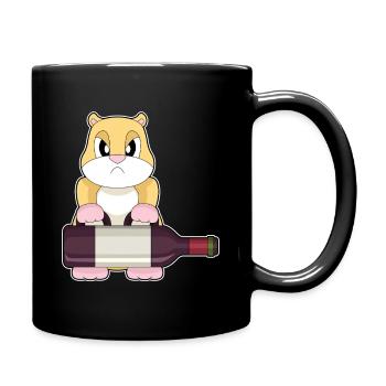 Hamster Bottle of Red Wine - Full Colour Mug - black - Right
