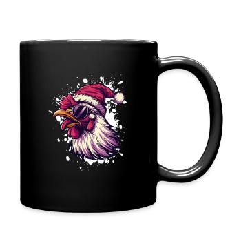 Coq Noël Drôle - Mug uni - noir - Droite