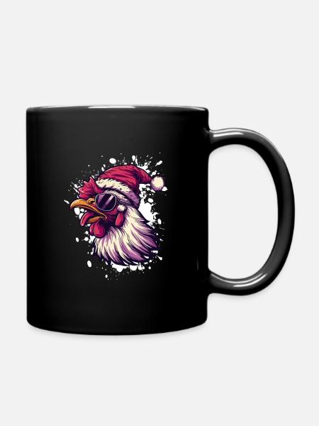 Hahn Weihnachten Lustig - Tasse einfarbig - Schwarz