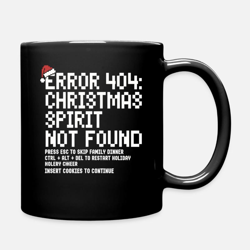 Error 404 Weihnachten – Lustiges Nerd Xmas - Tasse einfarbig - Schwarz