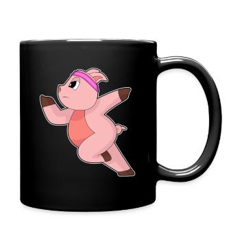 Pig Jogger Jogging Sport - Full Colour Mug - black - Right