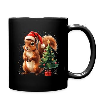 Weihnachtliches Eichhörnchen-Charme - Tasse einfarbig - Schwarz - Rechts