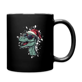 Dinosaur brontosaurus Christmas Funny - Full Colour Mug - black - Right
