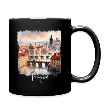 Aquarelle de Prague, Prague République tchèque - Mug uni - noir - Droite