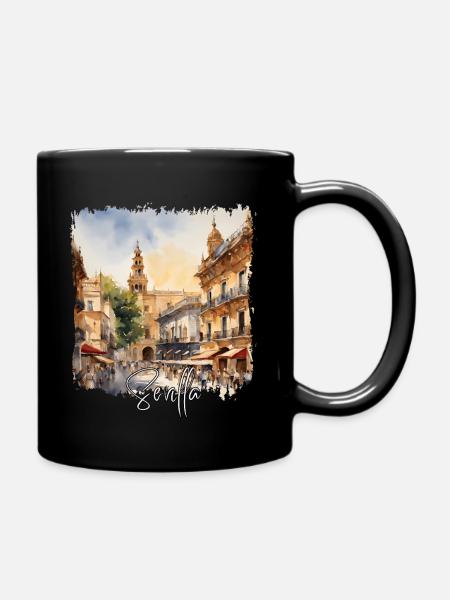 Aquarell von Sevilla, Sevilla, Spanien - Tasse einfarbig - Schwarz