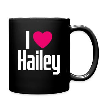 I Love Hailey Pinkes Herz Ich liebe Hailey - Tasse einfarbig - Schwarz - Rechts