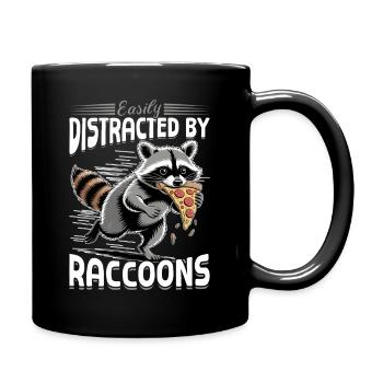 Funny Raccoon - Tasse einfarbig - Schwarz - Rechts