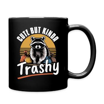 Funny Raccoon - Tasse einfarbig - Schwarz - Rechts