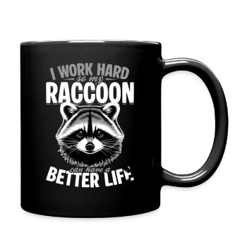 Funny Raccoon - Tasse einfarbig - Schwarz - Rechts
