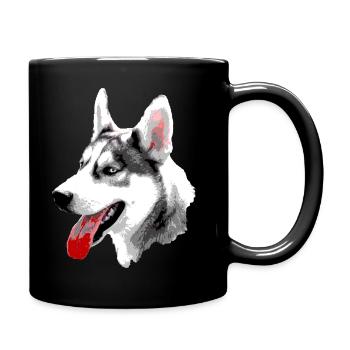 Husky Pop Art Head - Full Colour Mug - black - Right